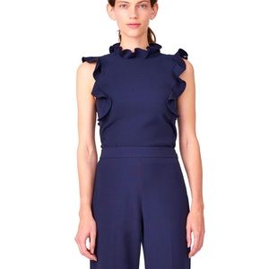 Rebecca Taylor STRETCH SUITING RUFFLE TOP